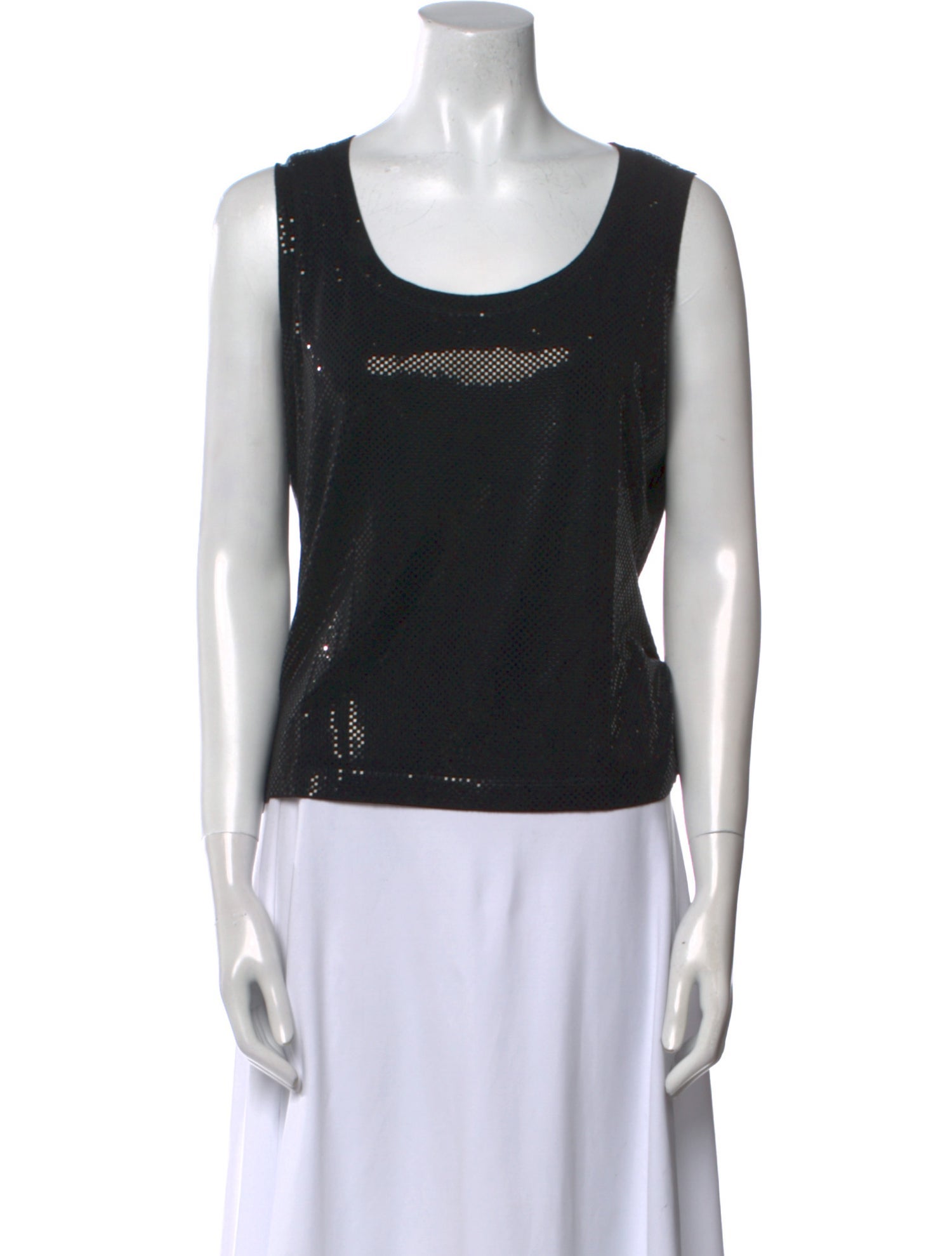 St. John Caviar Scoop Neck Sleeveless Top