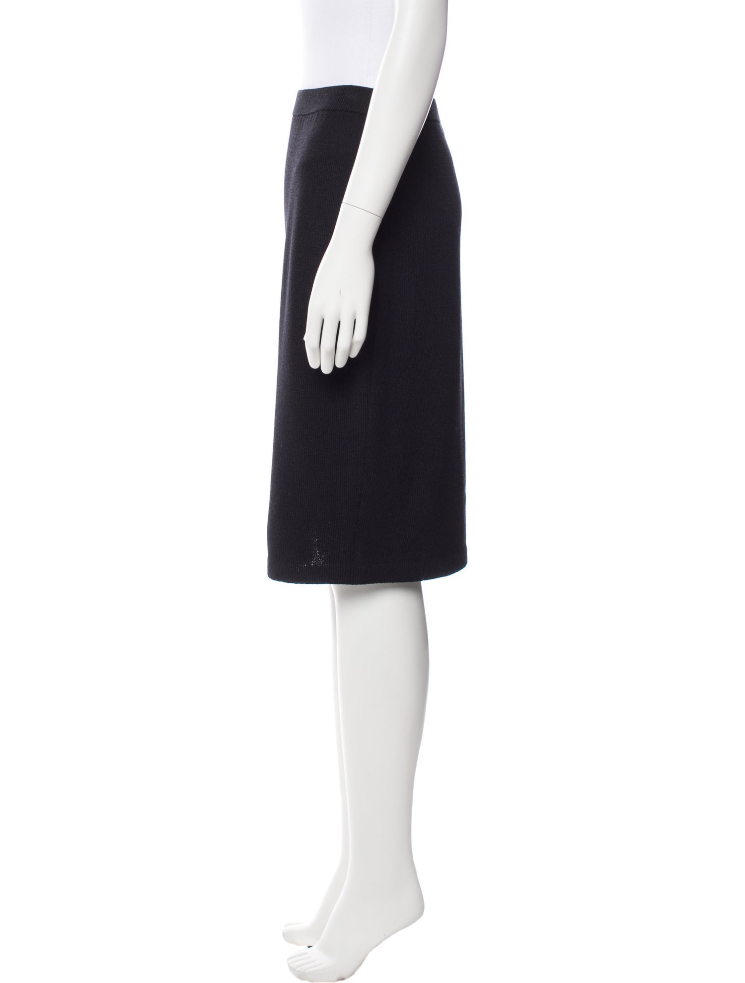 St. John Caviar Wool Knee-Length Skirt
