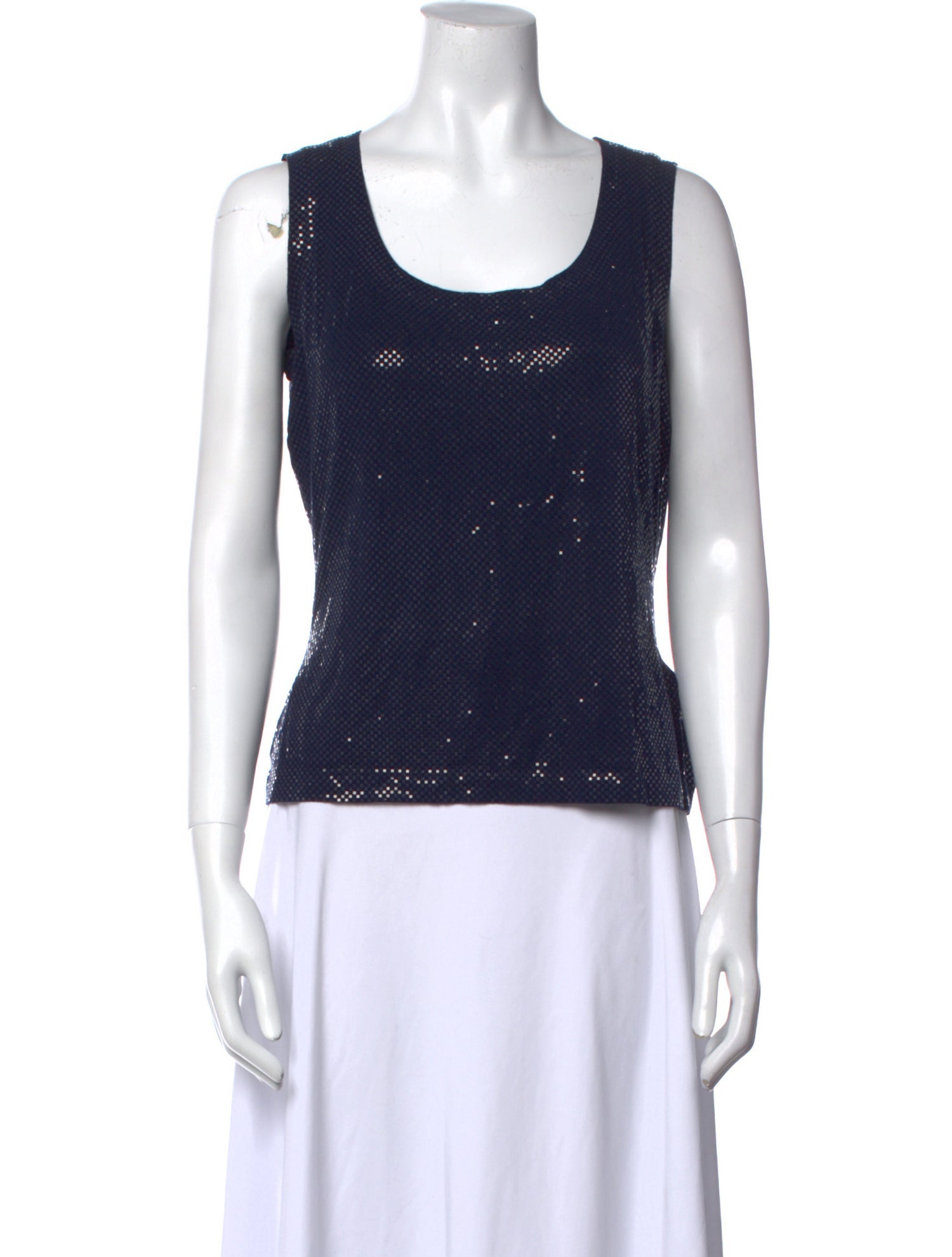 St. John Caviar Scoop Neck Sleeveless Top