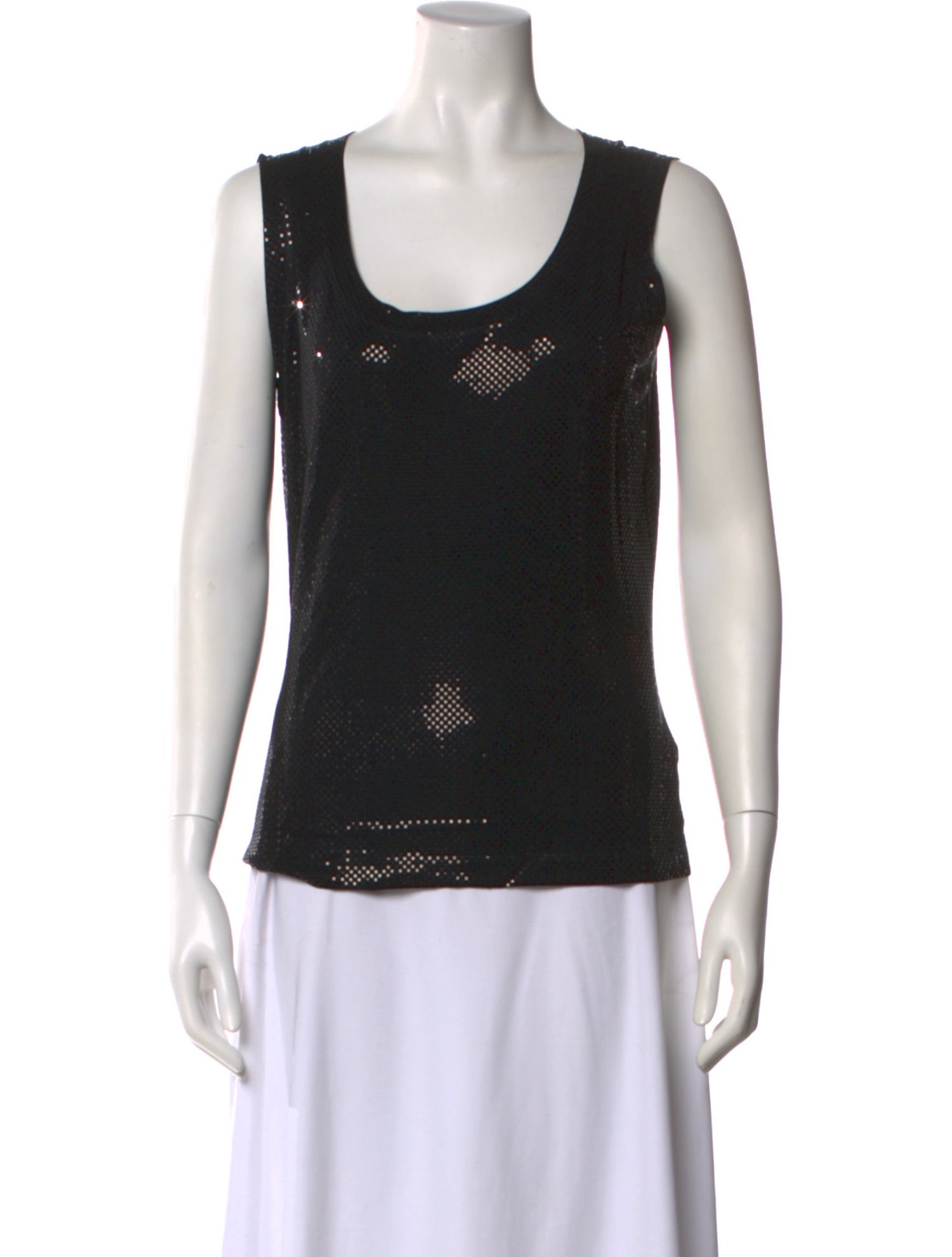 St. John Caviar Scoop Neck Sleeveless Top