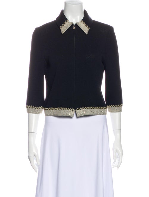 St John Evening Three-Quarter Sleeve Crop Top Blac