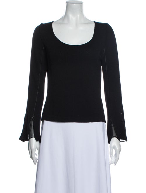 St John Evening Scoop Neck Long Sleeve Top Black