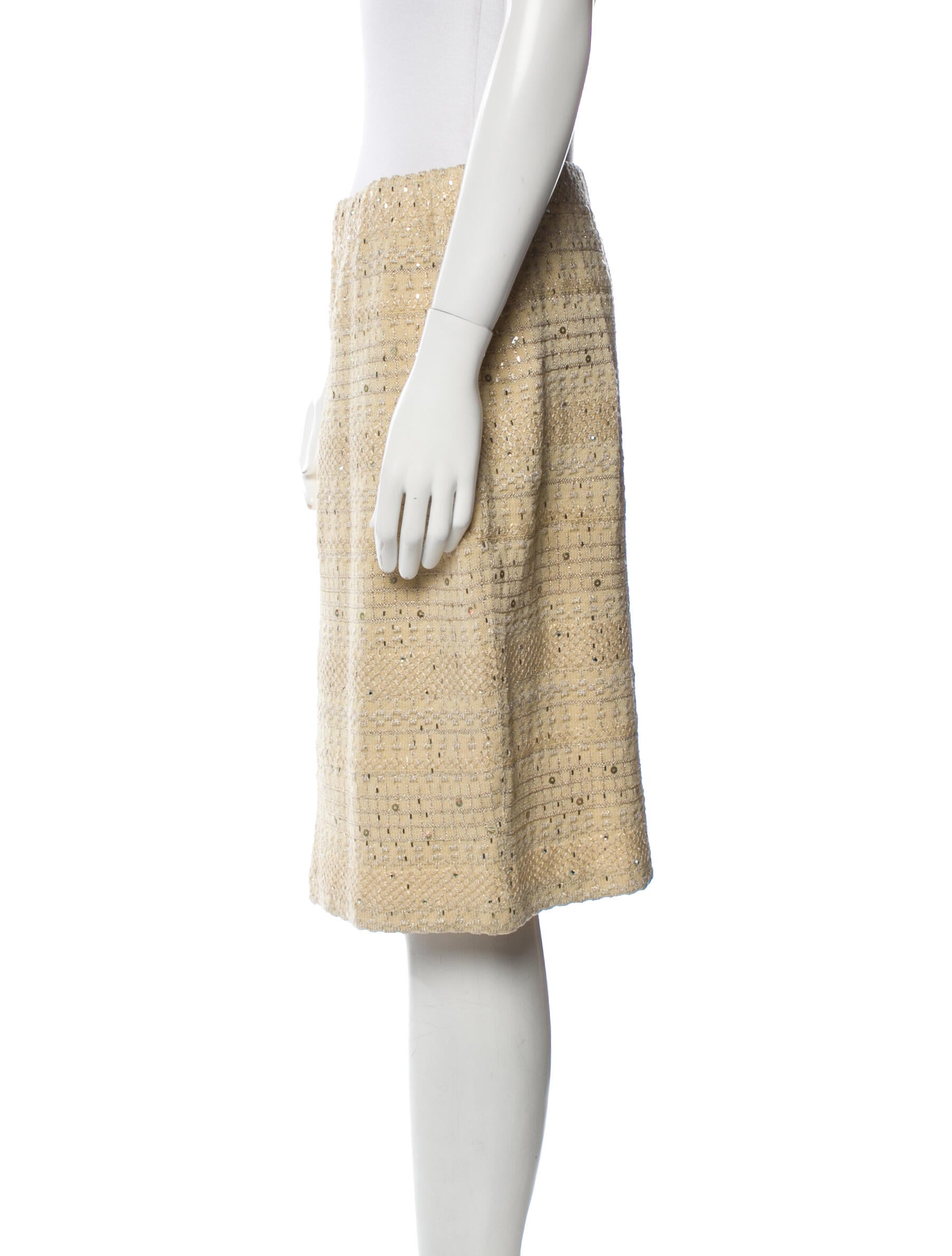 St. John Evening Tweed Pattern Knee-Length Skirt