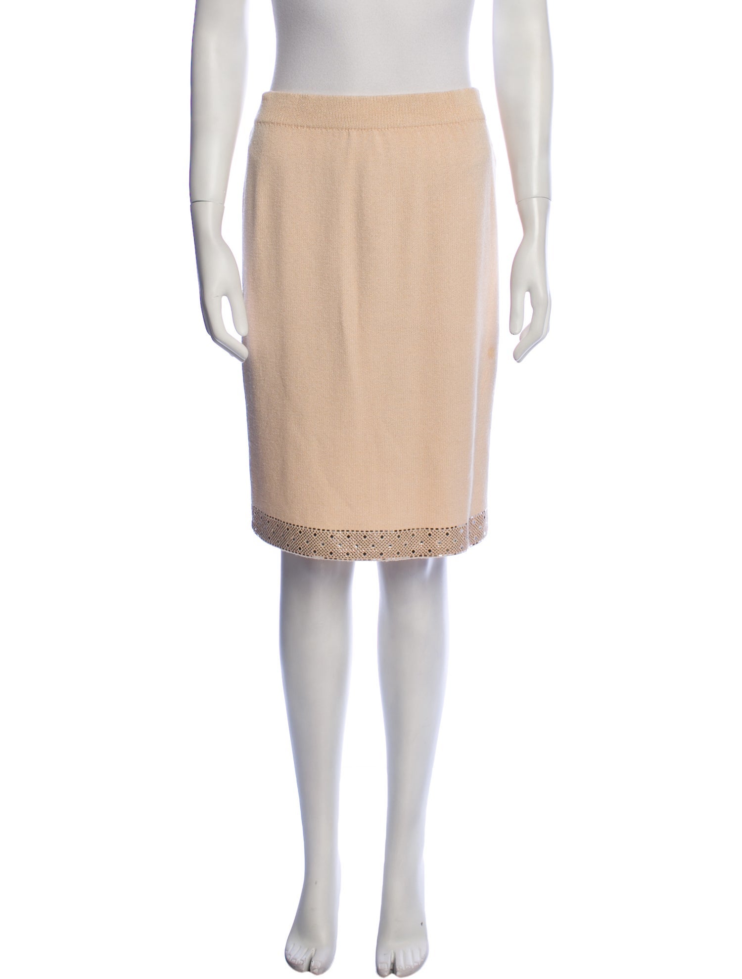 St. John Evening Studded Accents Knee-Length Skirt