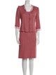 St. John Evening Wool Tweed Pattern Skirt Suit
