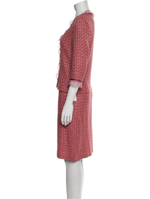 St. John Evening Wool Tweed Pattern Skirt Suit