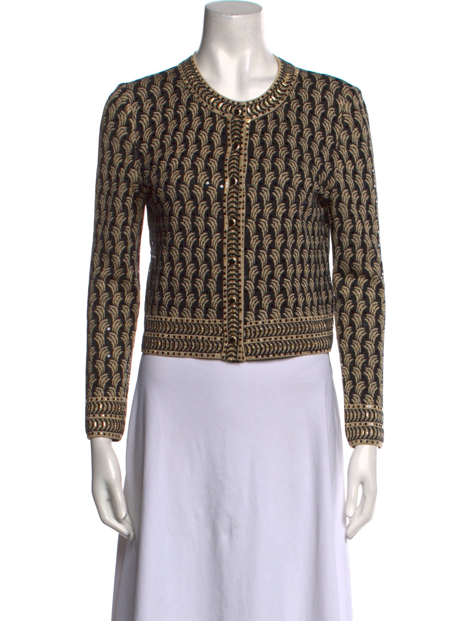 St. John Evening Printed Crew Neck Sweater