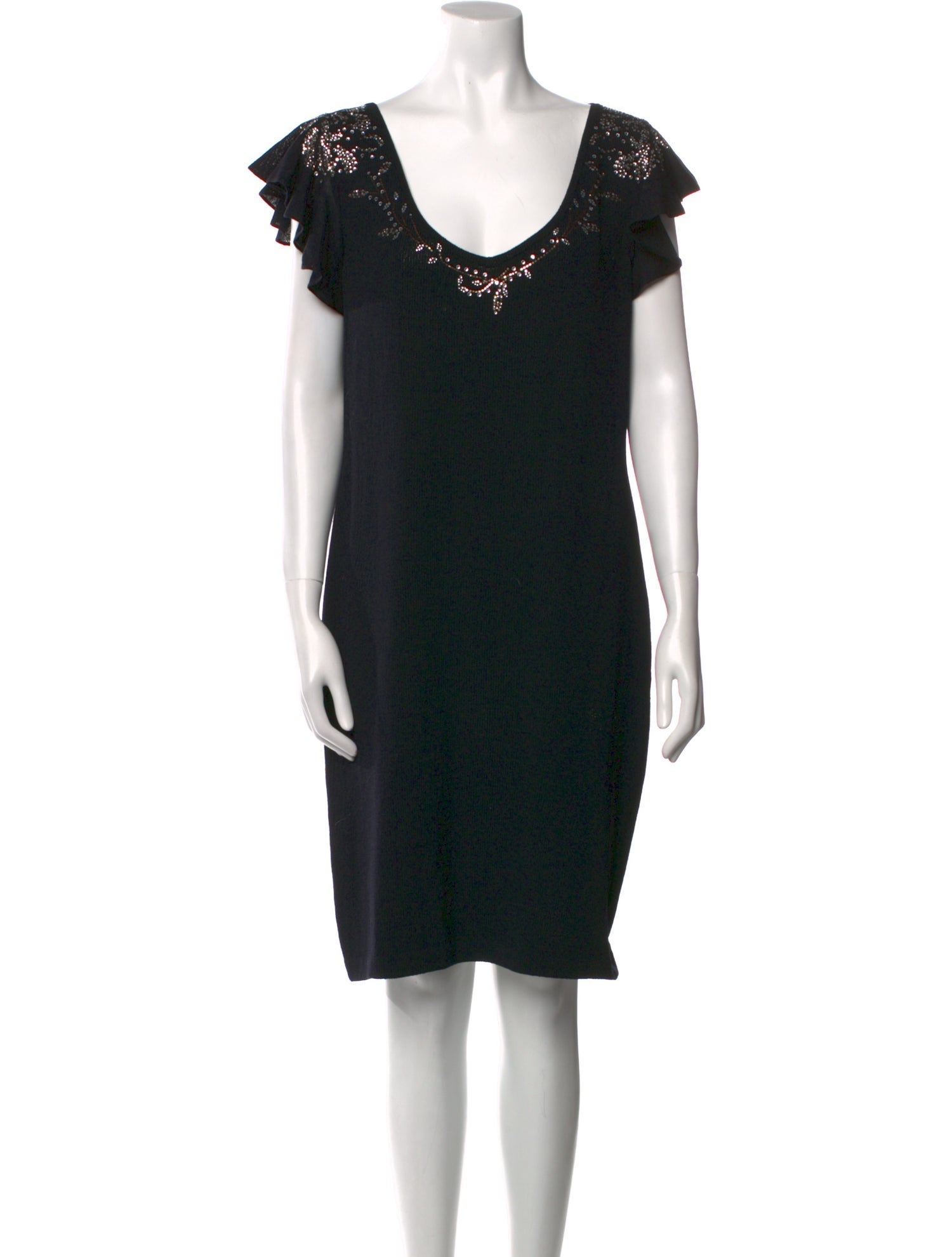 St. John Evening V-Neck Knee-Length Dress