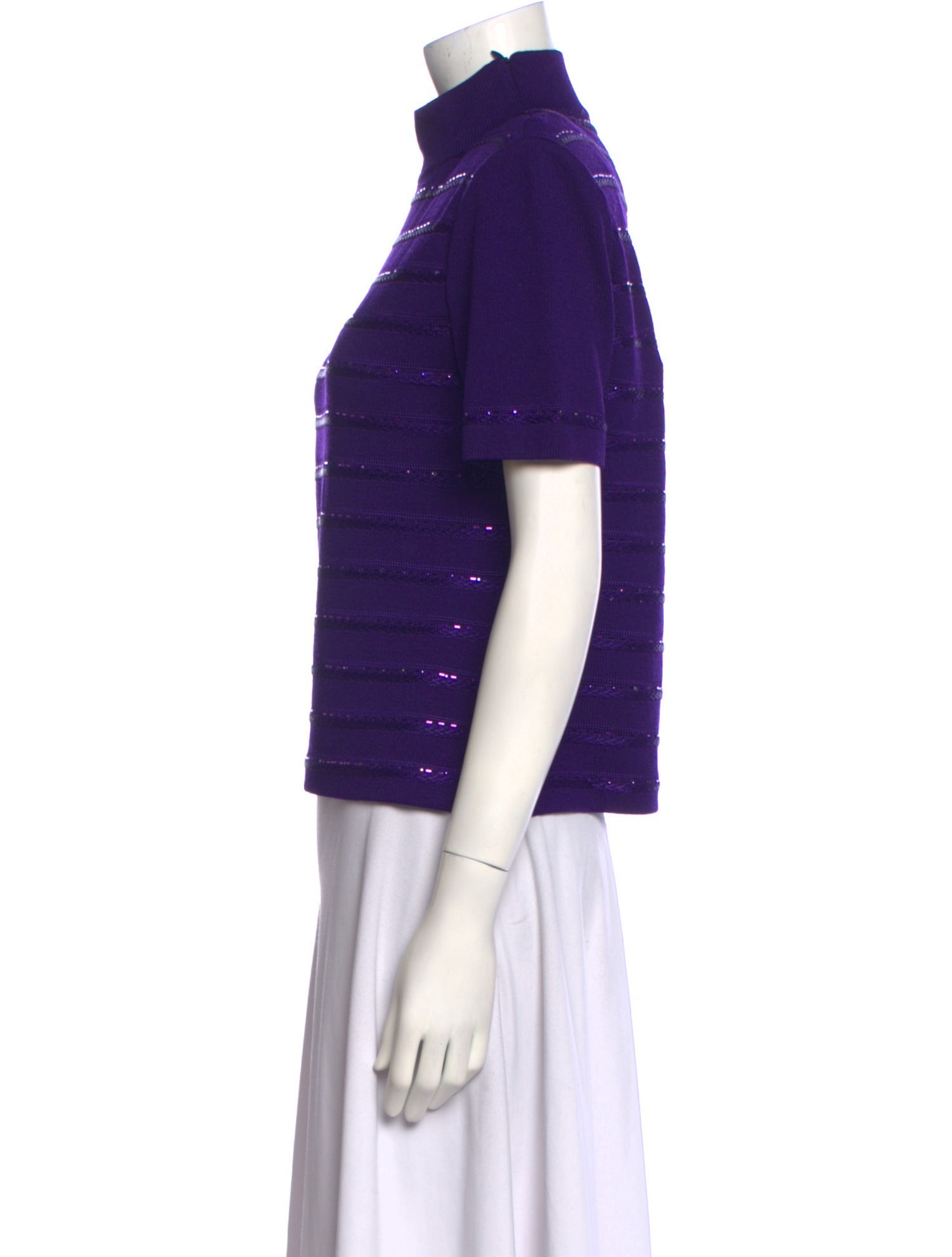 St. John Evening Turtleneck Short Sleeve Top