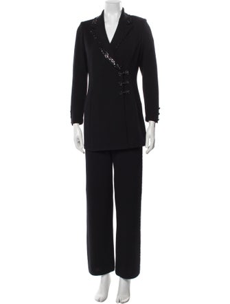 St. John Evening Wool Studded Accents Pantsuit