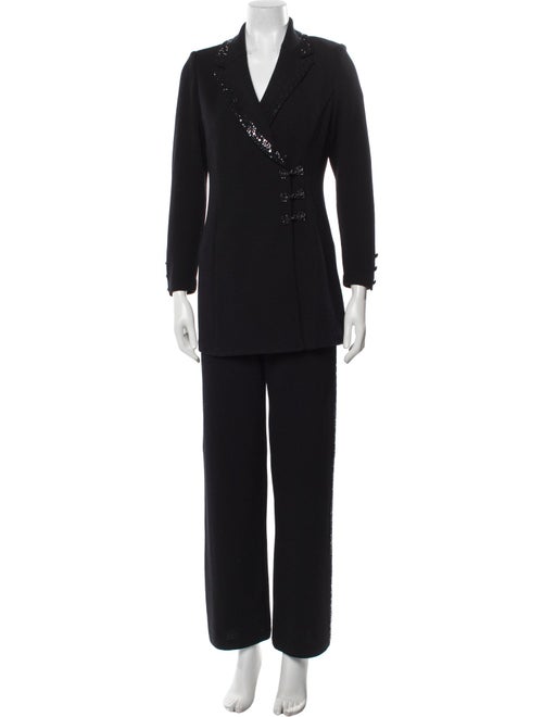 St. John Evening Wool Studded Accents Pantsuit
