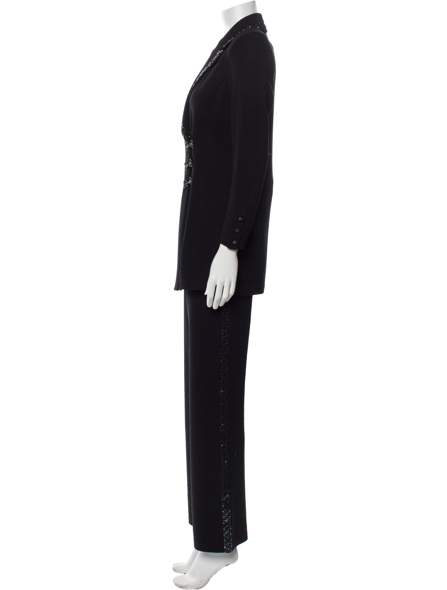 St. John Evening Wool Studded Accents Pantsuit