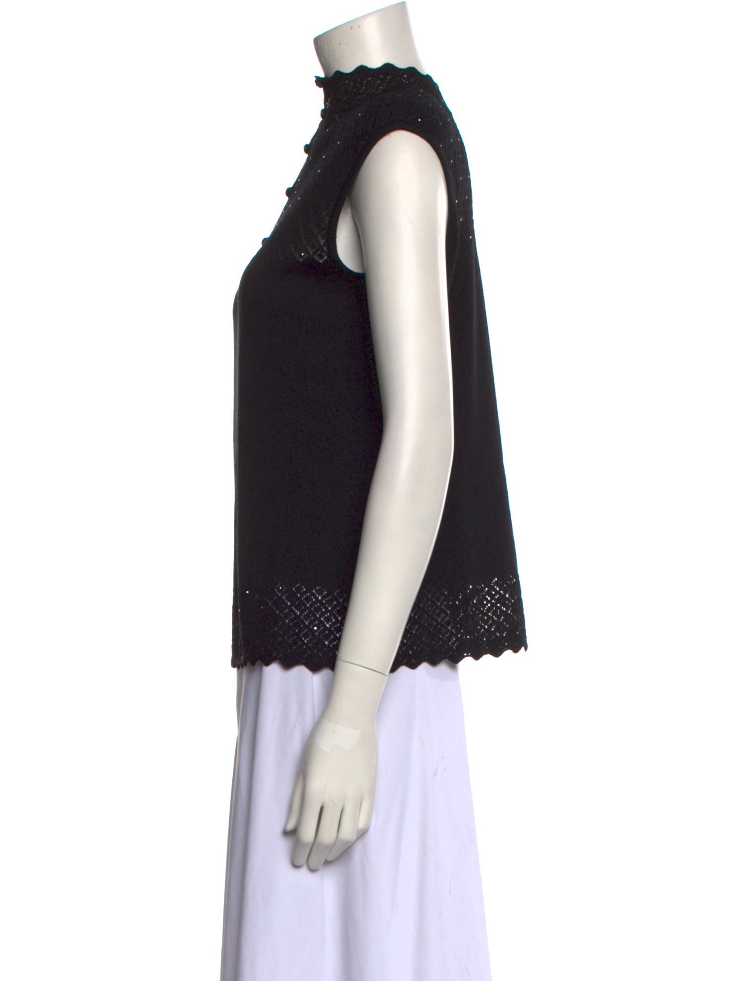 St. John Evening Wool Mock Neck Top