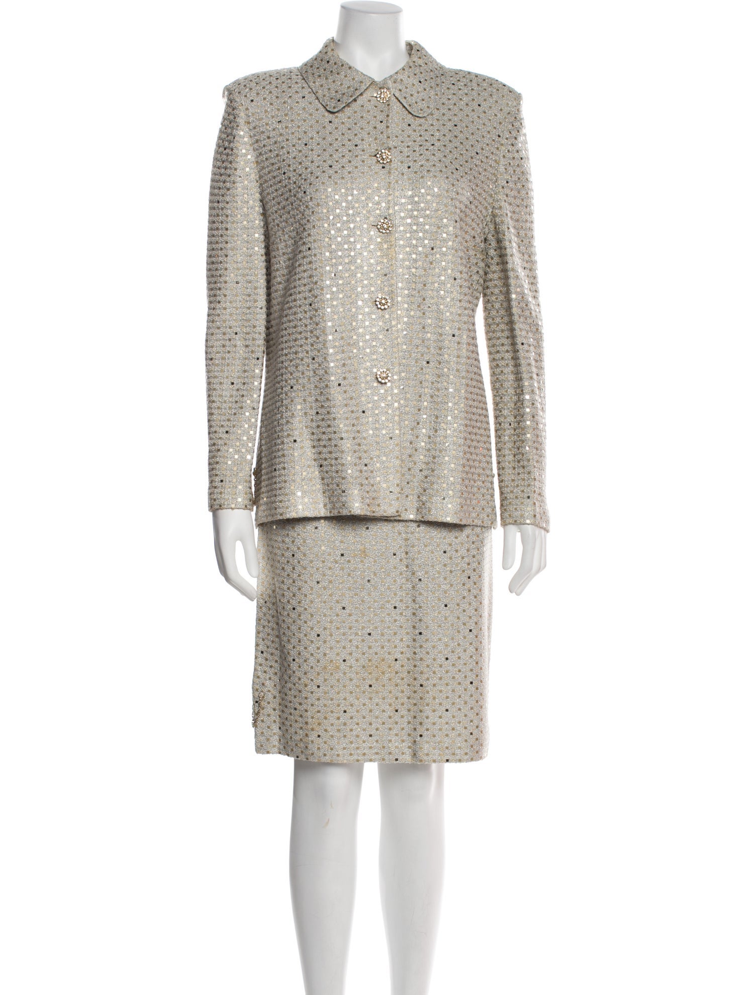 St. John Evening Tweed Pattern Skirt Set