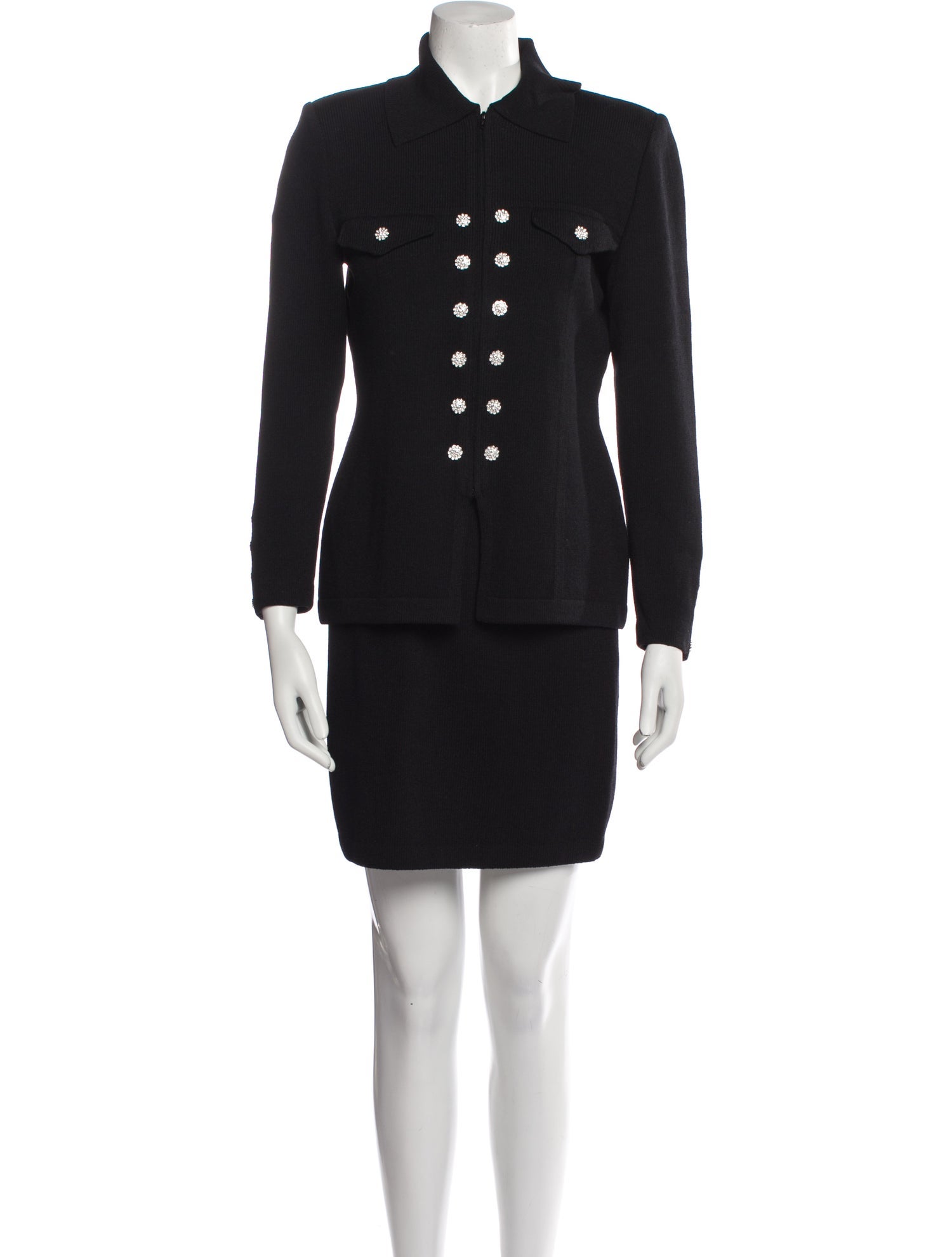 St. John Evening Crystal Embellishments Skirt Suit