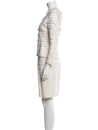 St. John Evening Tweed Pattern Sequin Embellishments Skirt Suit