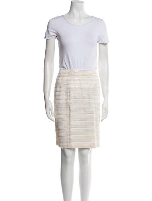 St. John Evening Tweed Pattern Sequin Embellishments Skirt Suit