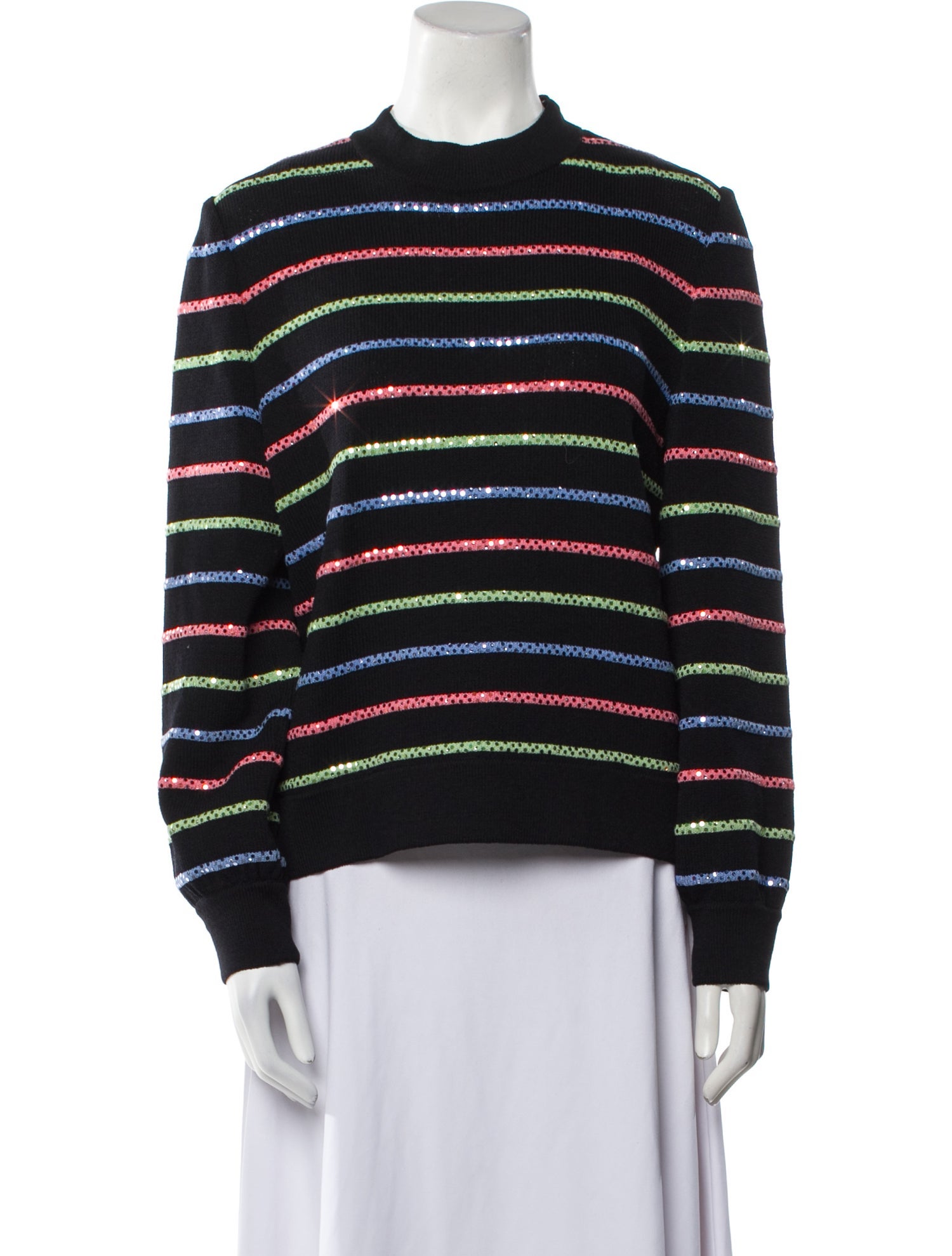 St. John Evening Striped Crew Neck Sweater