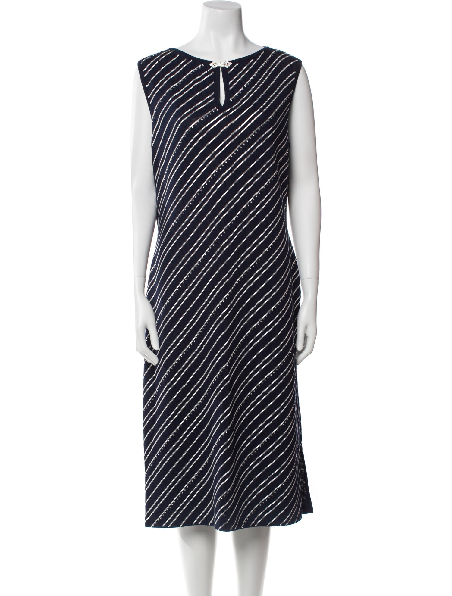 St. John Evening Striped Midi Length Dress