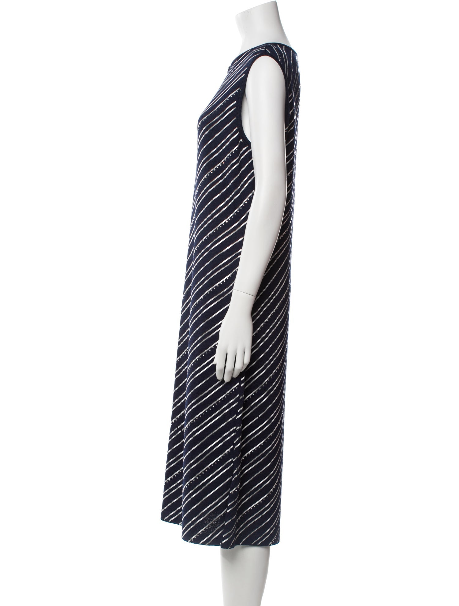 St. John Evening Striped Midi Length Dress