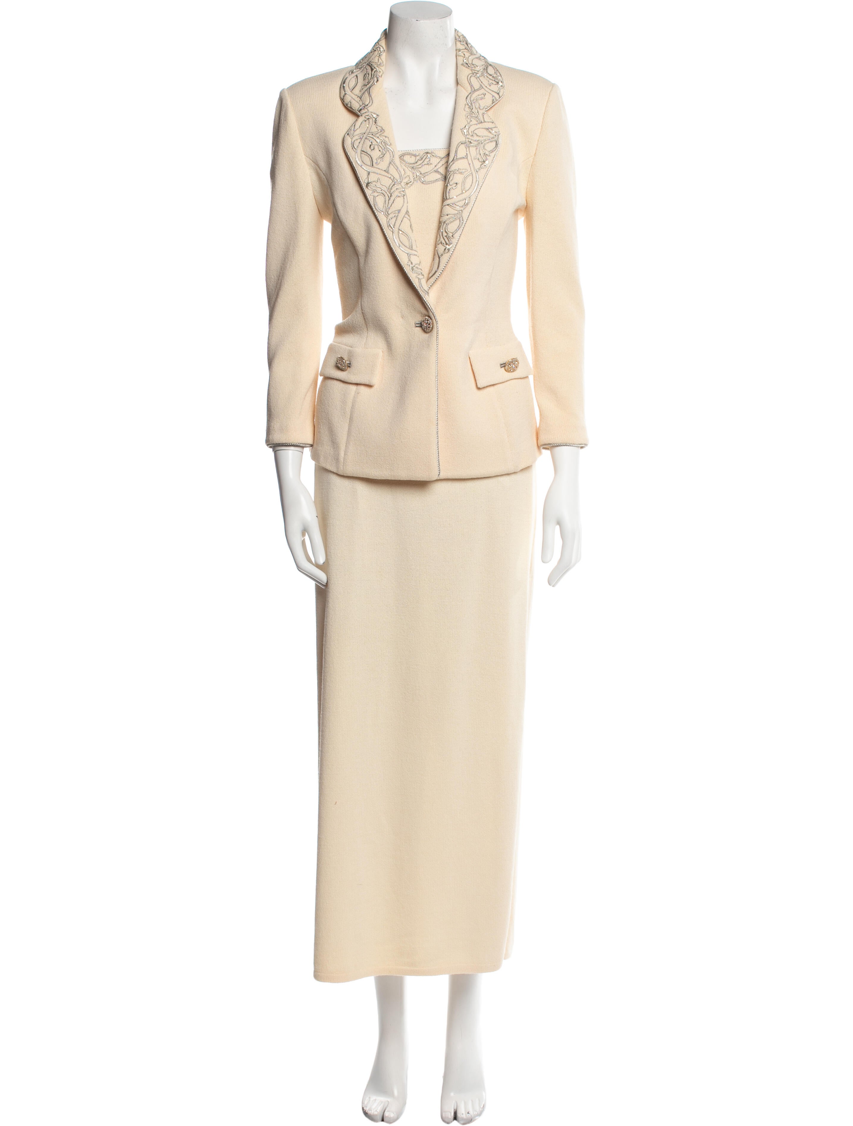 St. John Evening Wool Crystal Embellishments Skirt Set