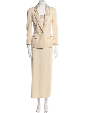 St. John Evening Wool Crystal Embellishments Skirt Set