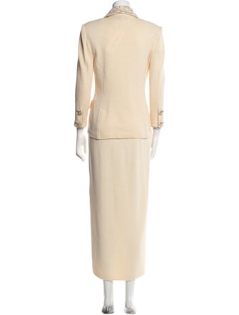 St. John Evening Wool Crystal Embellishments Skirt Set