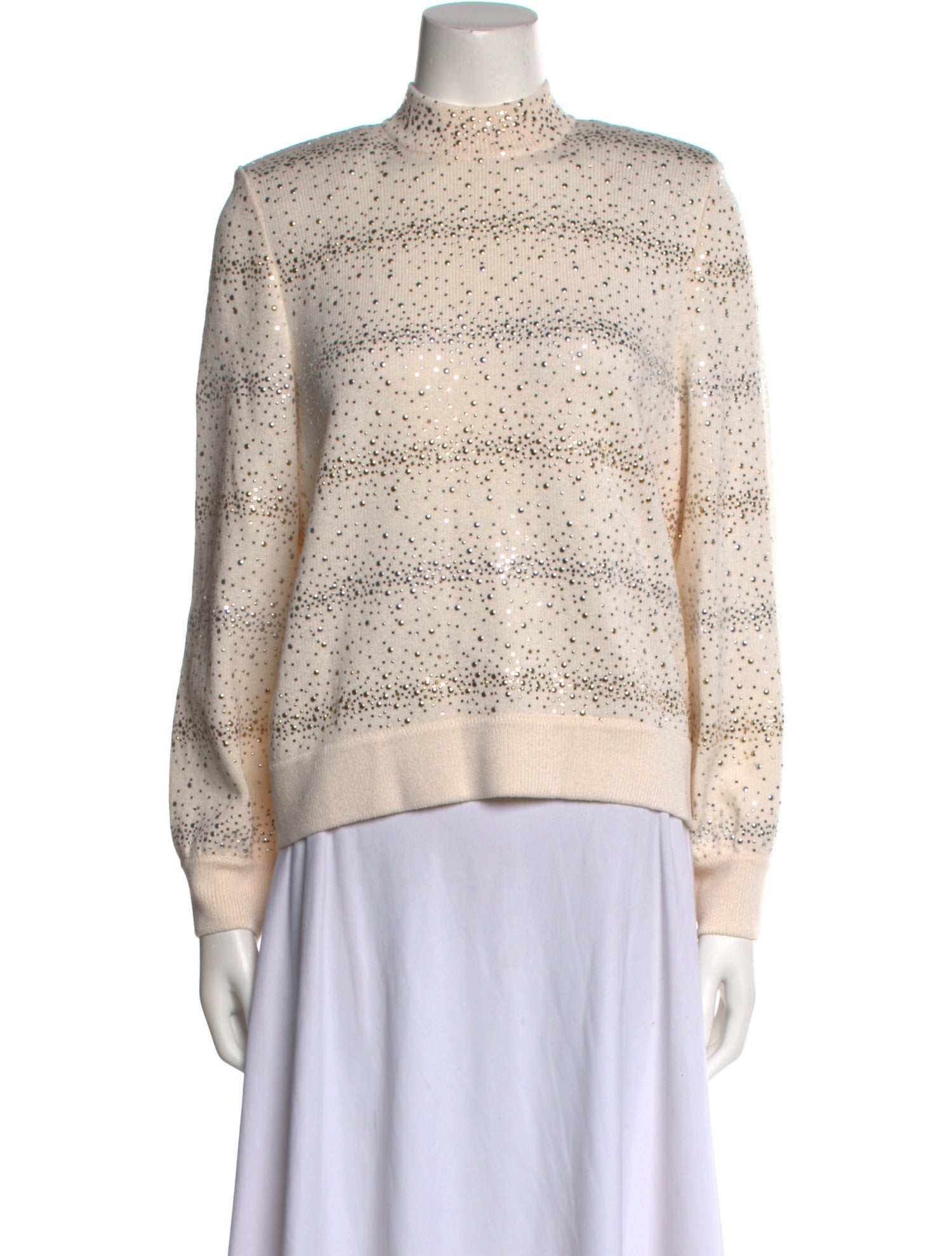 St. John Evening Striped Mock Neck Sweater