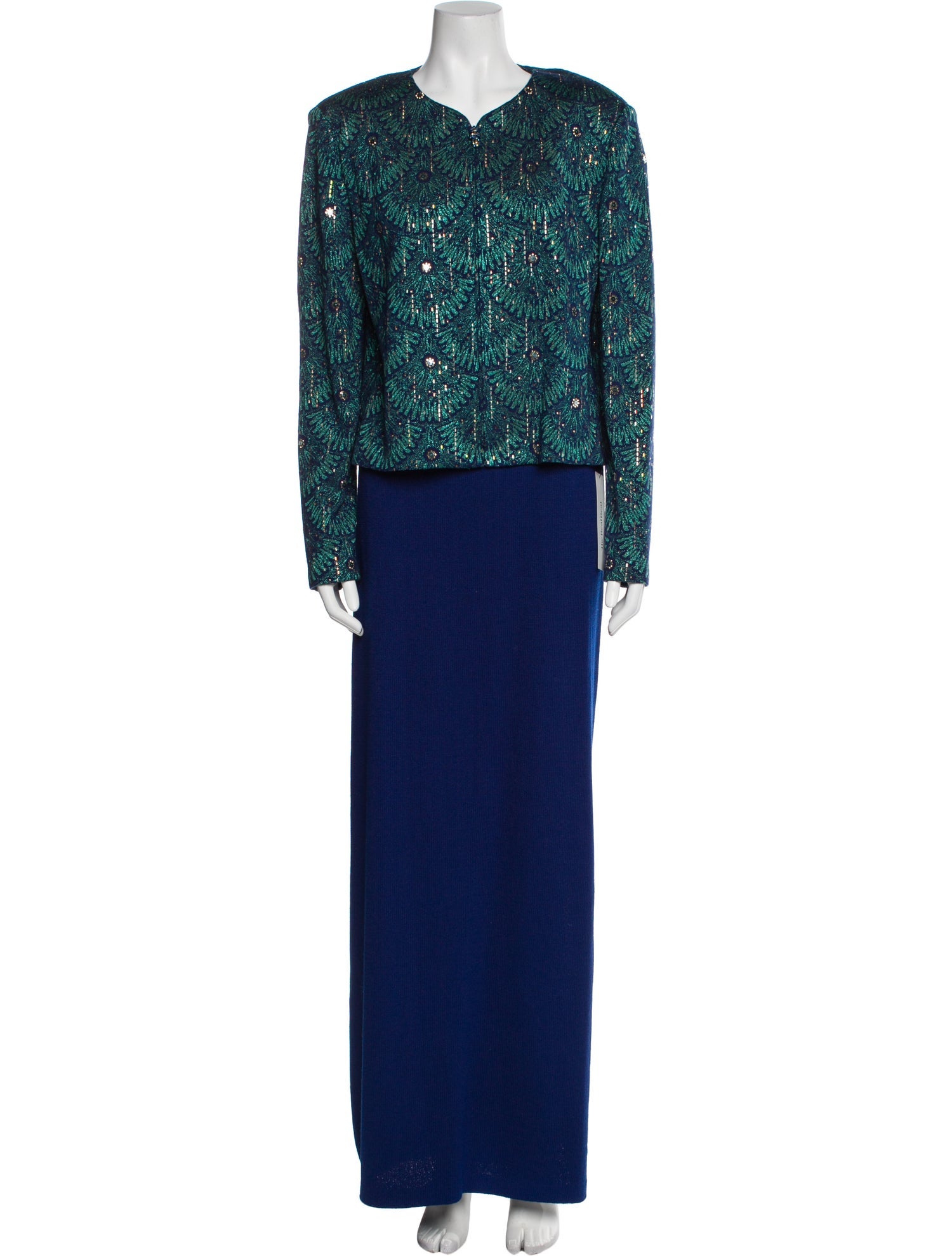 St. John Evening Printed Crystal Embellishments Skirt Set