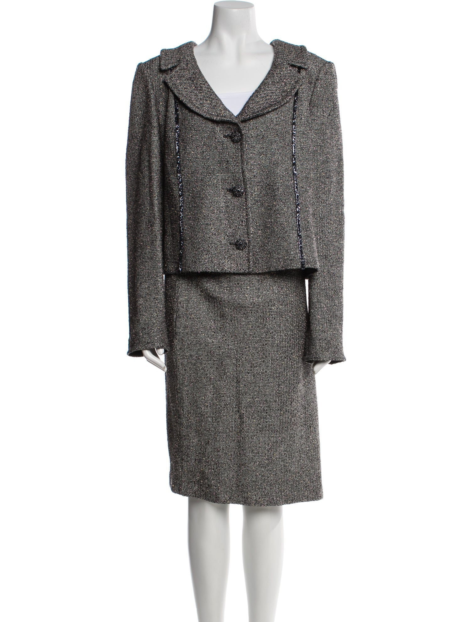 St. John Evening Tweed Pattern Skirt Suit