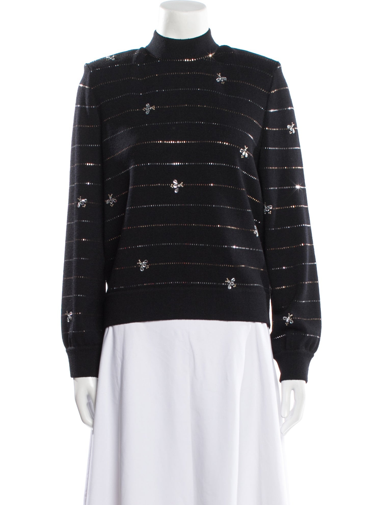 St. John Evening Striped Mock Neck Sweater