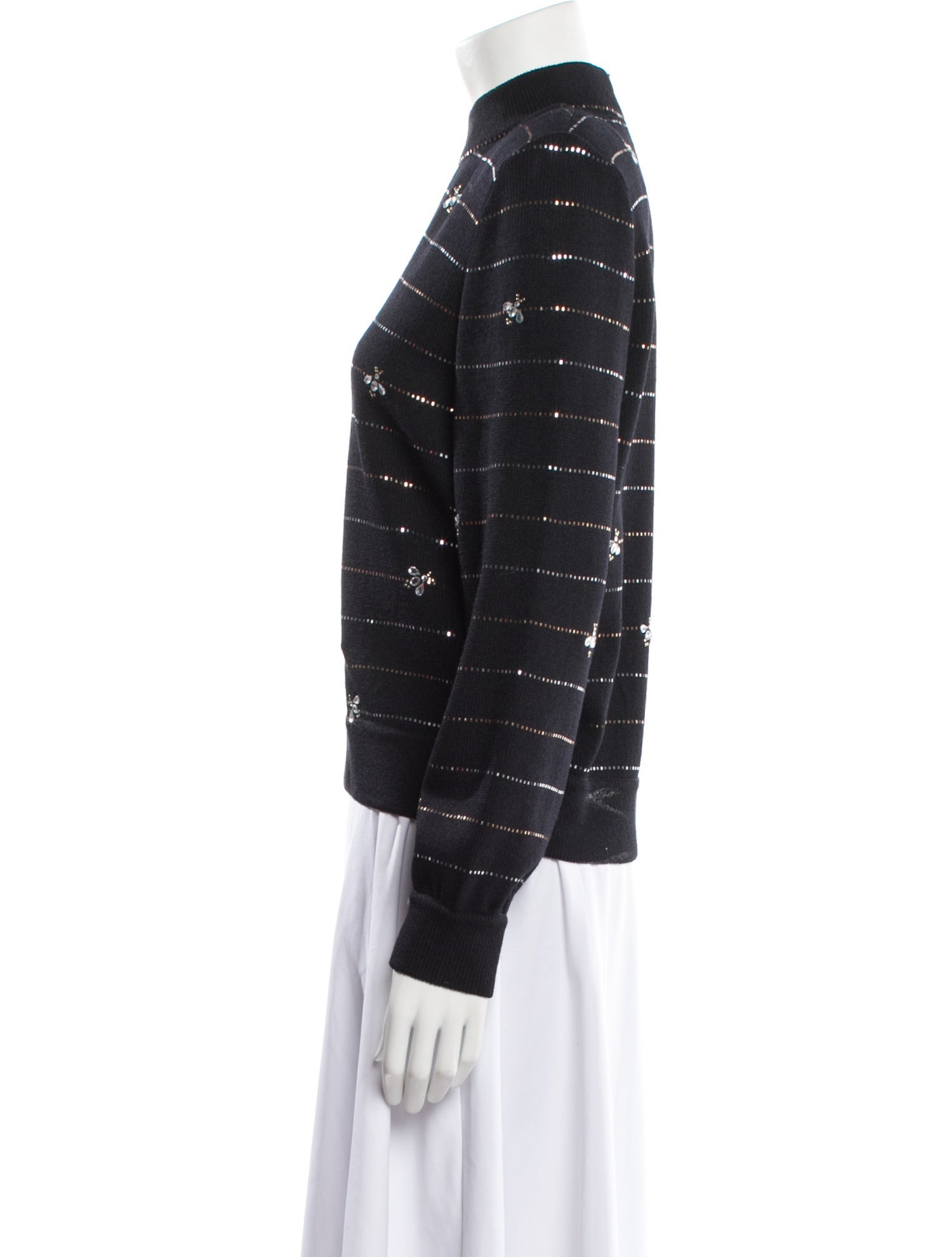 St. John Evening Striped Mock Neck Sweater