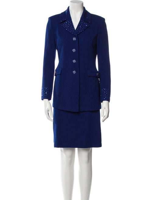 St. John Evening Wool Sequin Embellishments Skirt Suit