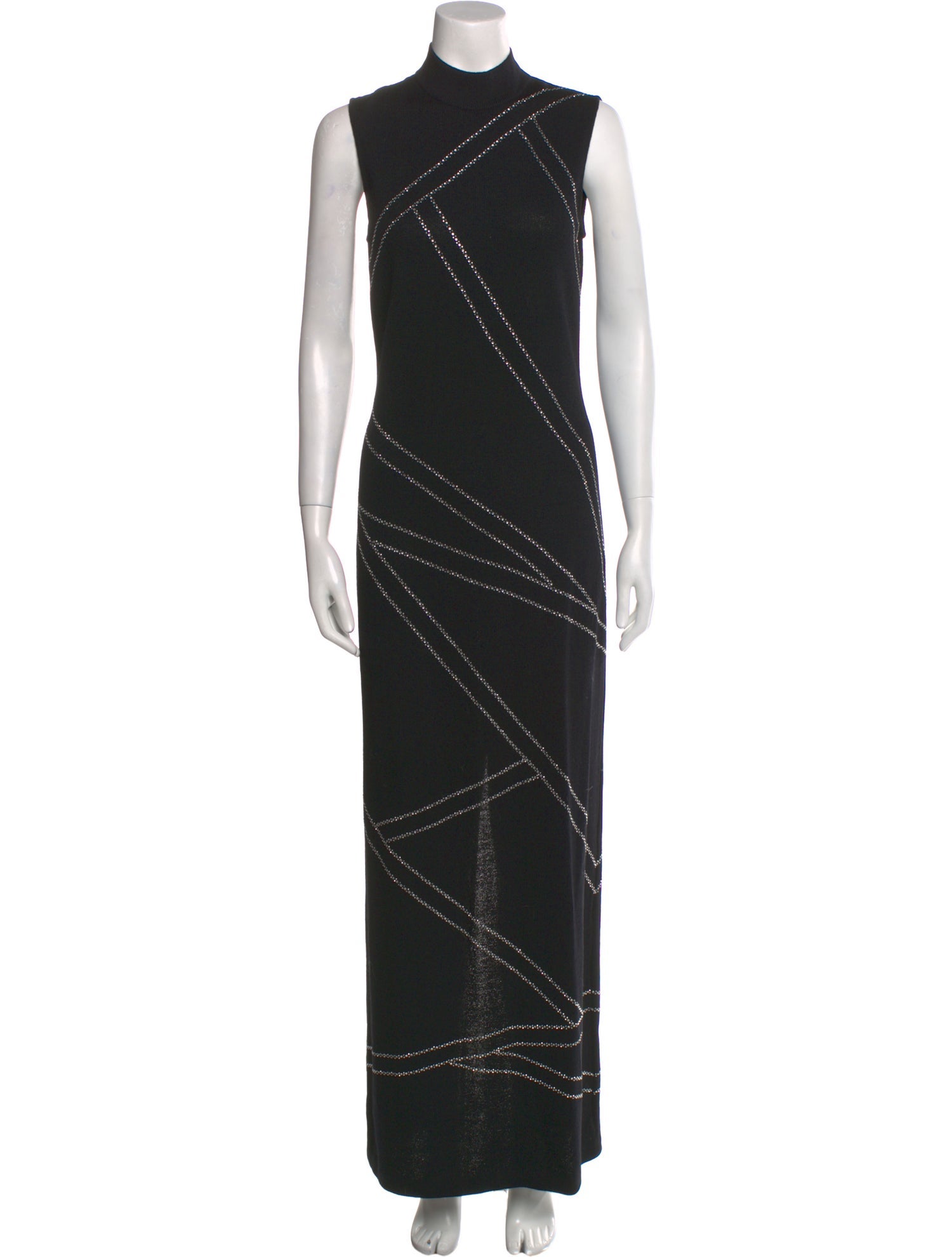 St. John Evening Mock Neck Long Dress