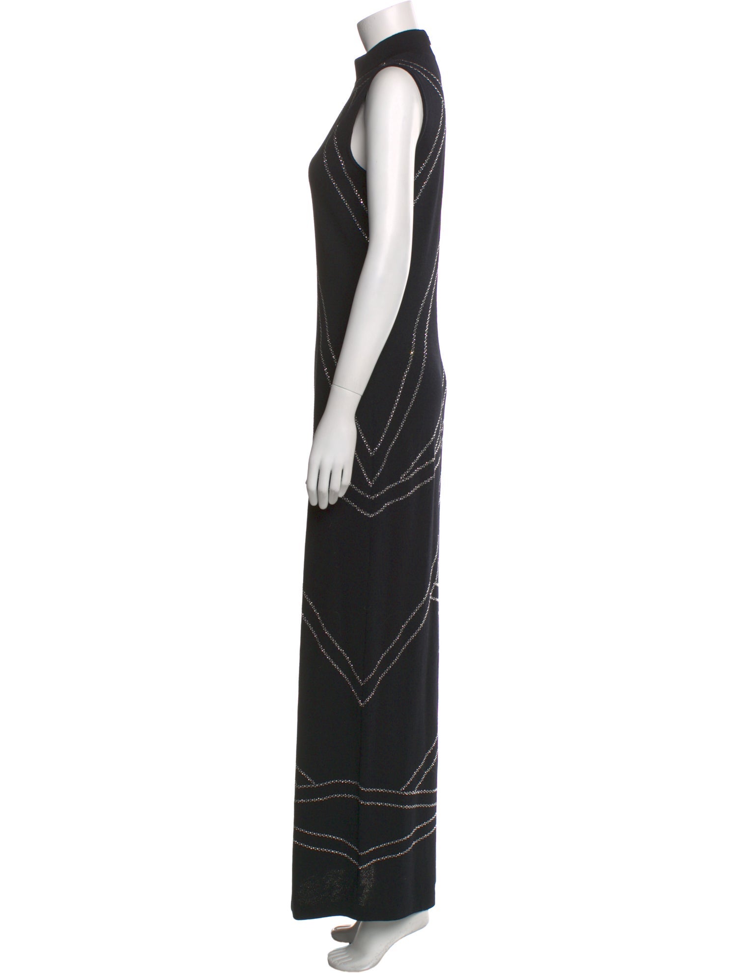 St. John Evening Mock Neck Long Dress