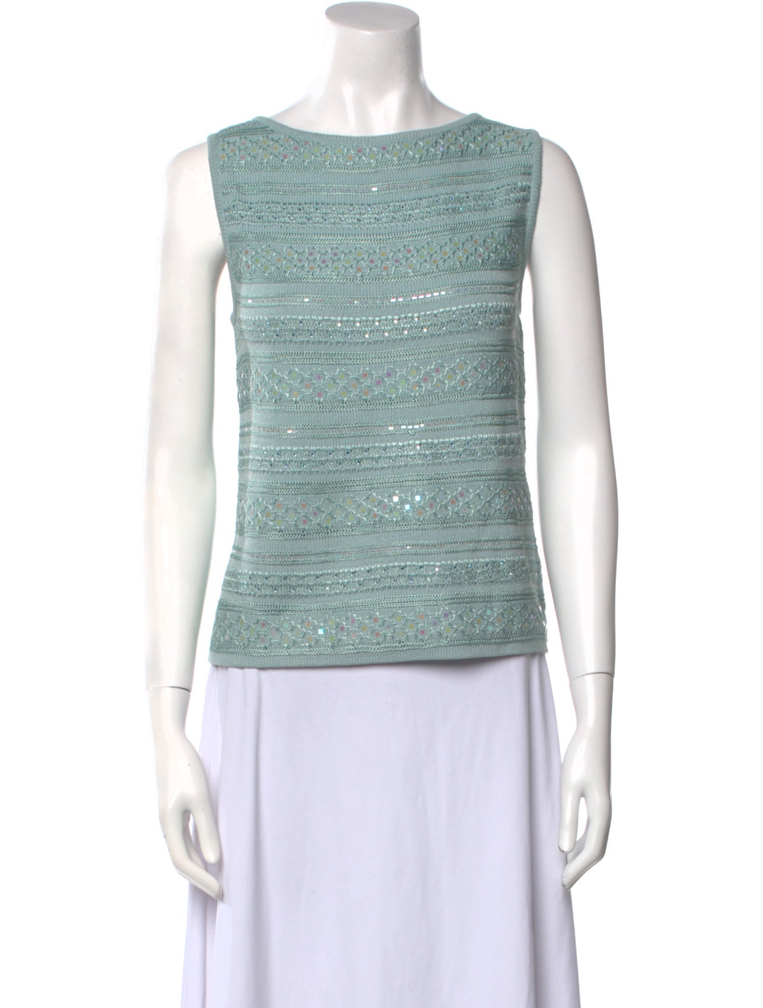 St. John Evening Striped Bateau Neckline Sweater