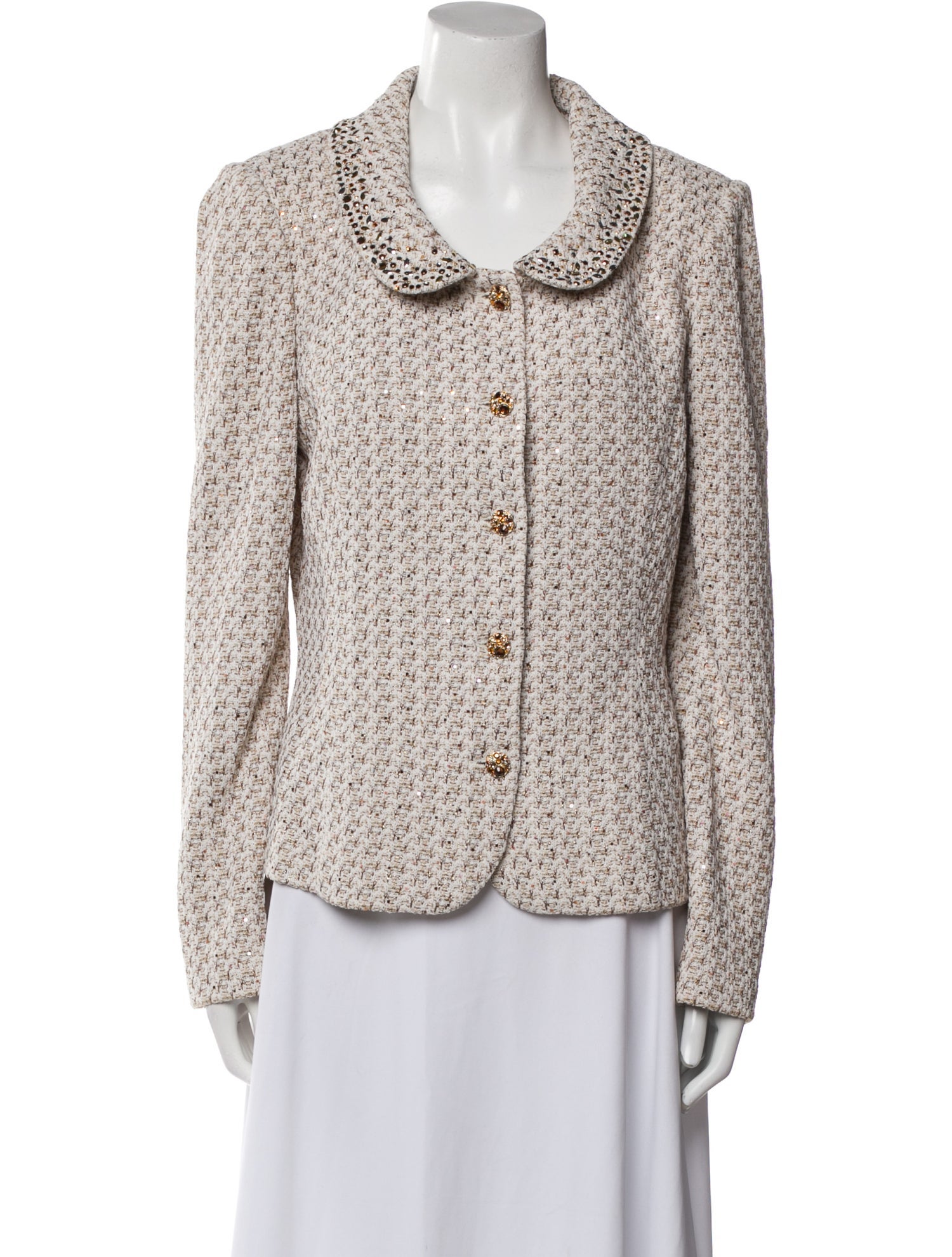 St. John Evening Tweed Tweed Pattern Evening Jacket