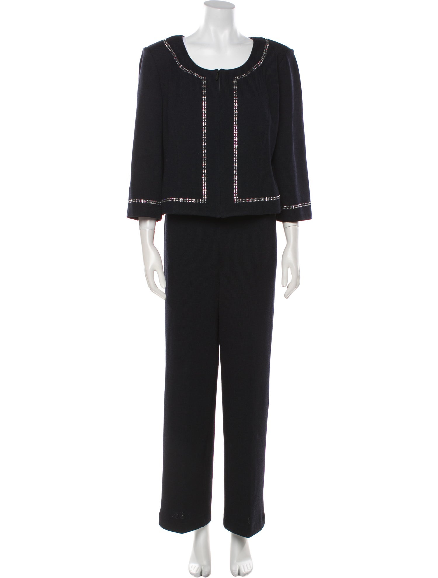 St. John Evening Wool Crystal Embellishments Pant Set