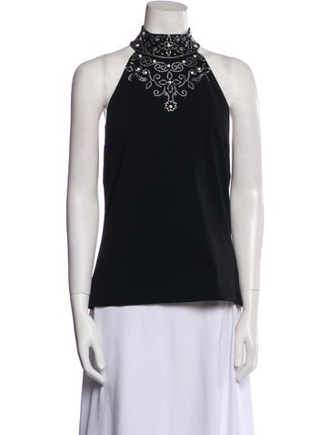 St. John Evening Tops Wool Mock Neck Top M