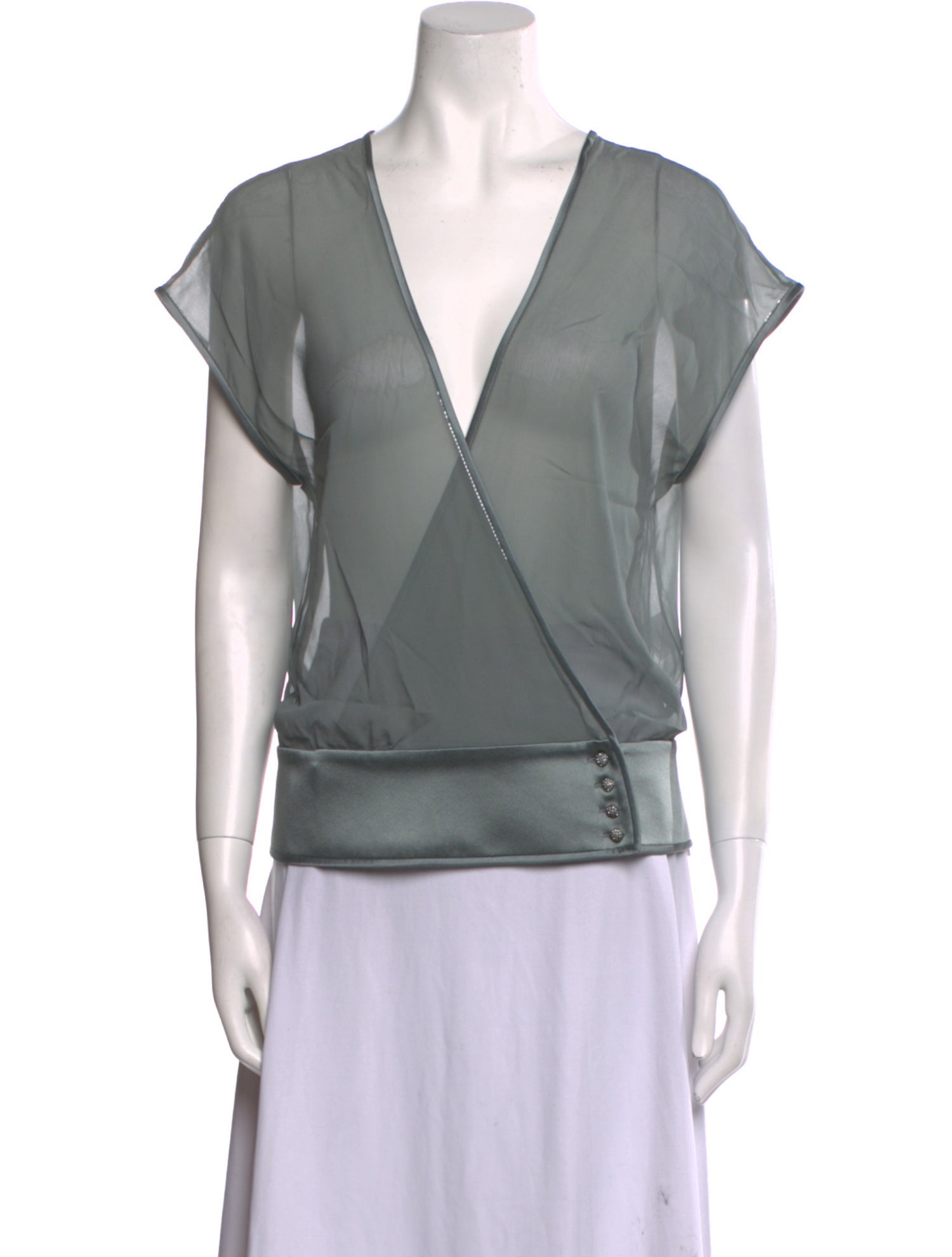 St. John Evening Silk V-Neck Blouse