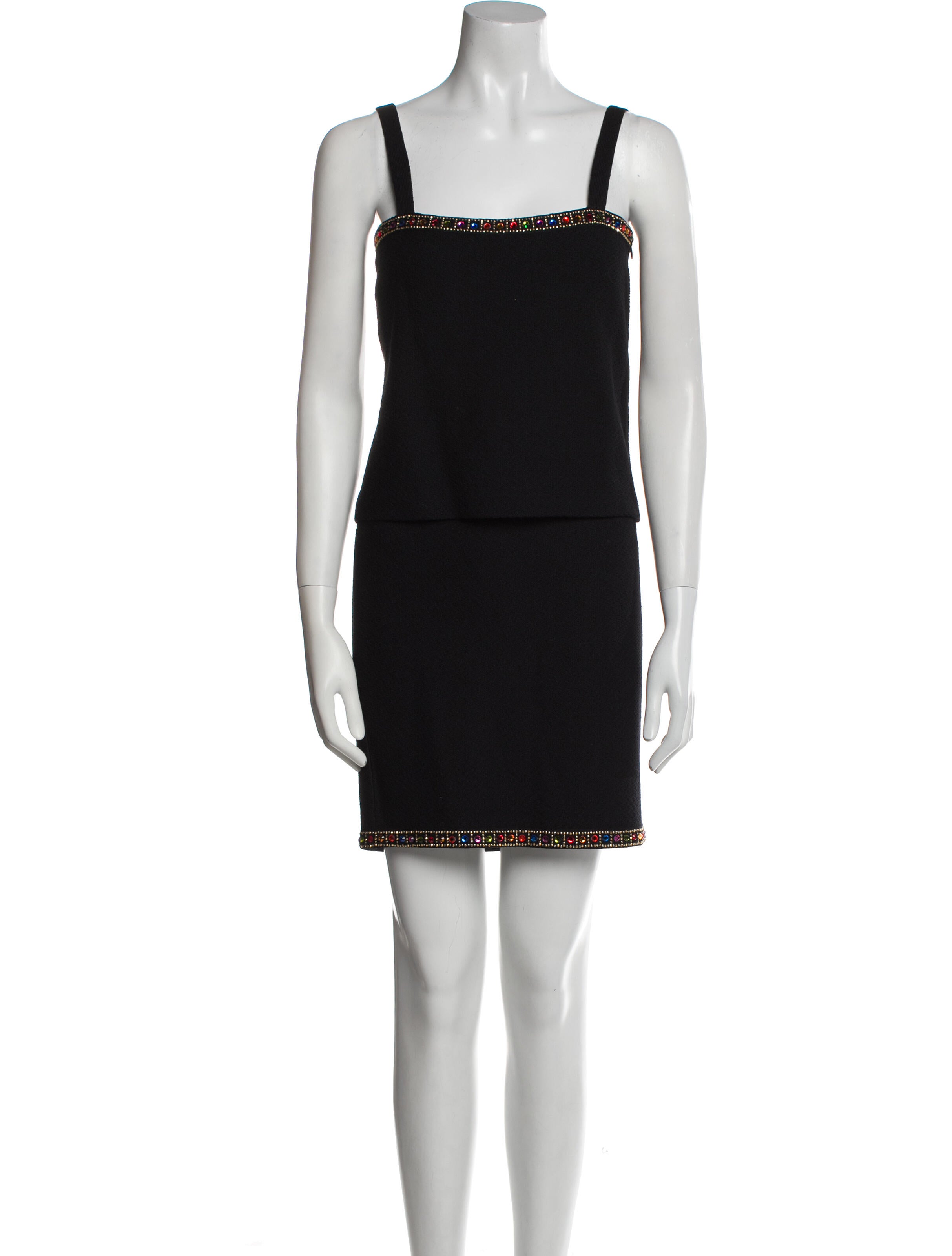 St. John Evening Wool Crystal Embellishments Skirt Set