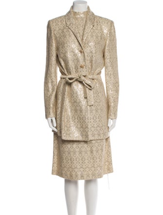 St. John Evening Printed Sequin Embellishments Dress Set