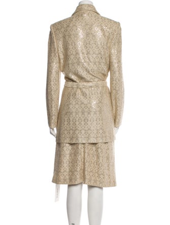 St. John Evening Printed Sequin Embellishments Dress Set