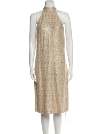 St. John Evening Printed Sequin Embellishments Dress Set