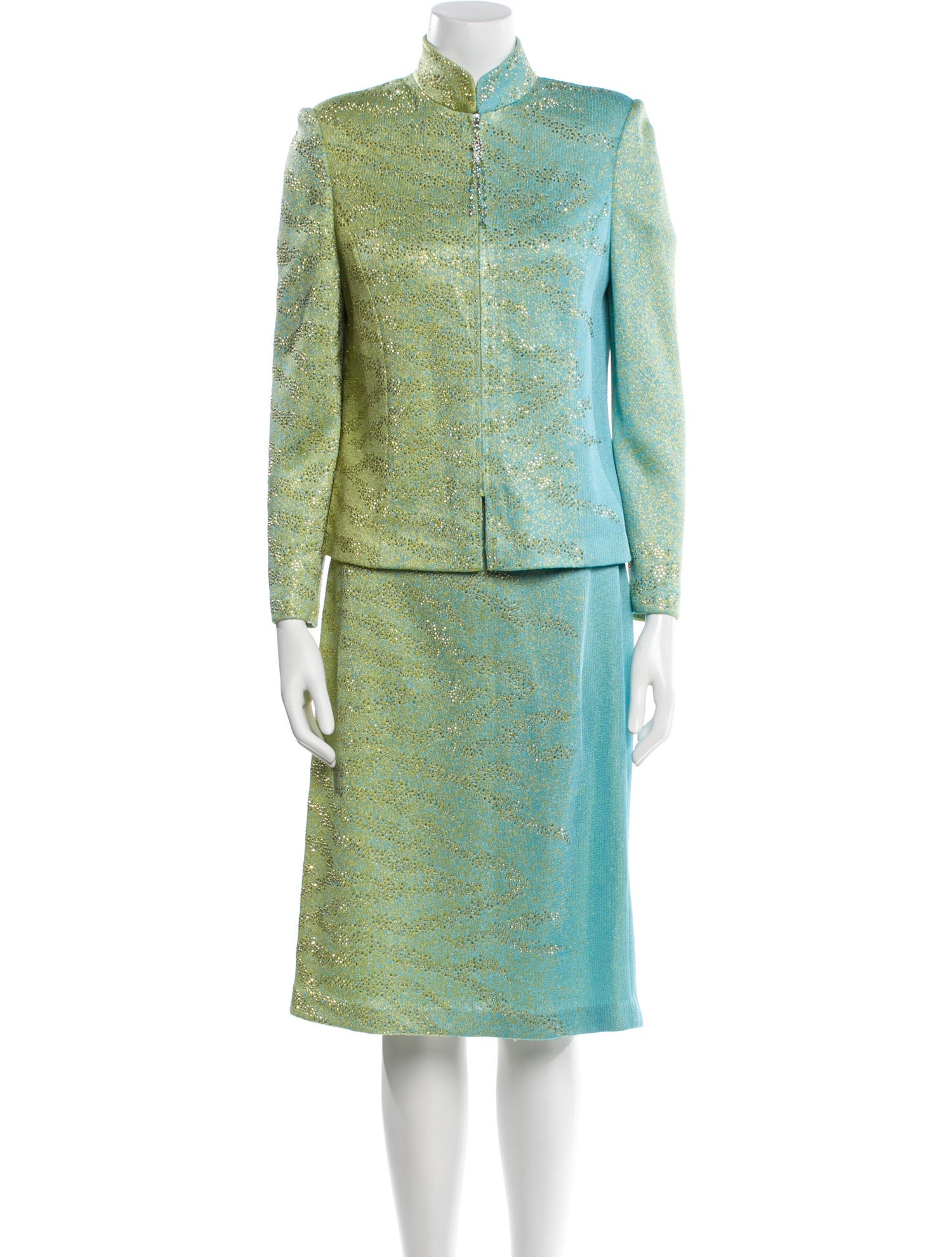 St. John Evening Crystal Embellishments Skirt Suit