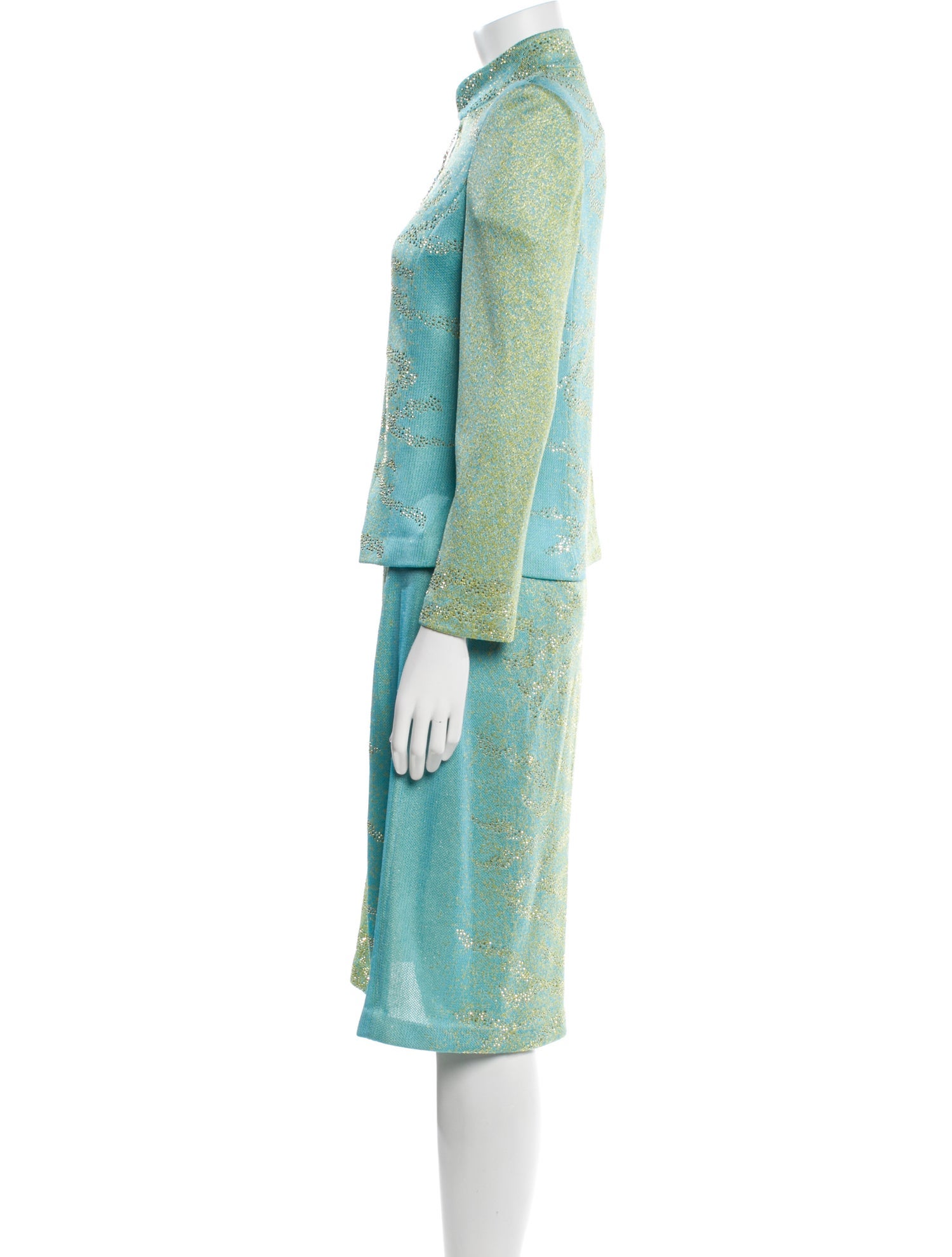 St. John Evening Crystal Embellishments Skirt Suit