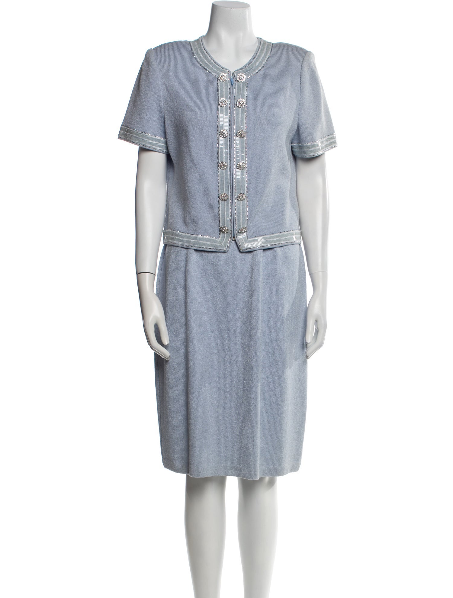 St. John Evening Wool Crystal Embellishments Skirt Set