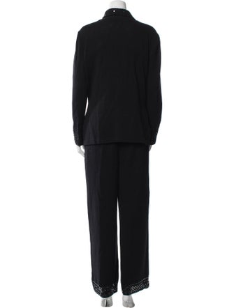 St. John Evening Silk Sequin Embellishments Pantsuit
