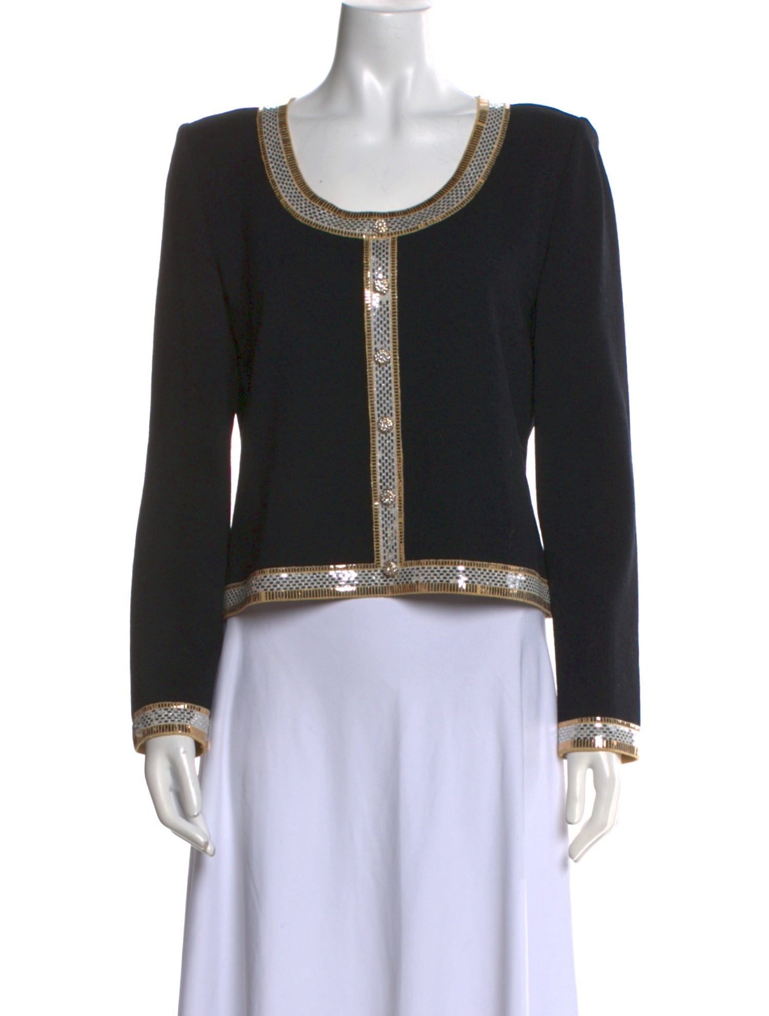 St. John Evening Scoop Neck Long Sleeve Sweatshirt