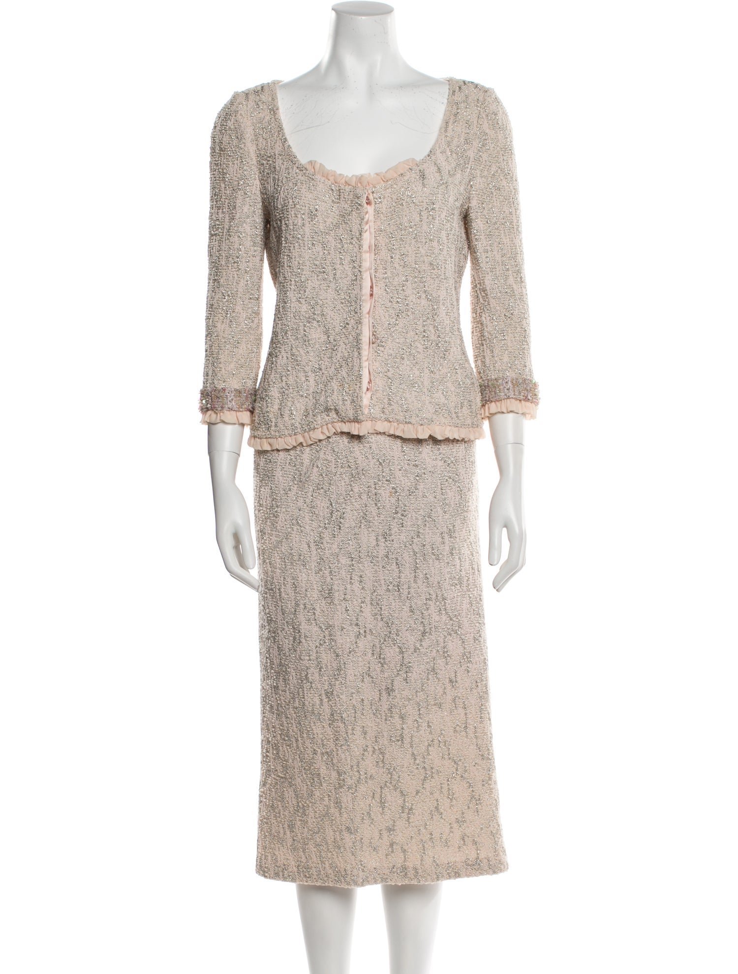 St. John Evening Ruffle Embellishment Dress Set